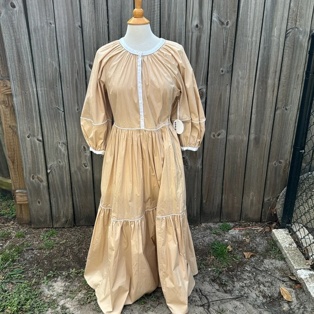 STAUD Demi Short Puff-sleeve Maxi Dress, NWT, size M - Picture 2 of 8